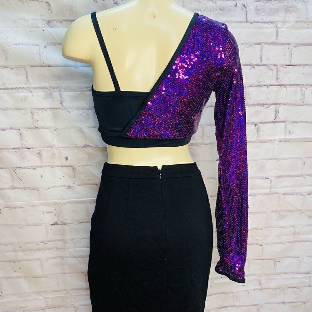 Balera Sequin one arms Dance crop Tops MA - Picture 5 of 7